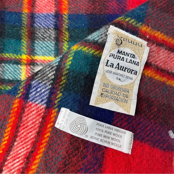 Wool Stadium Blanket Throw Red Plaid 43"x52" Vintage Preppy - Picture 1 of 5